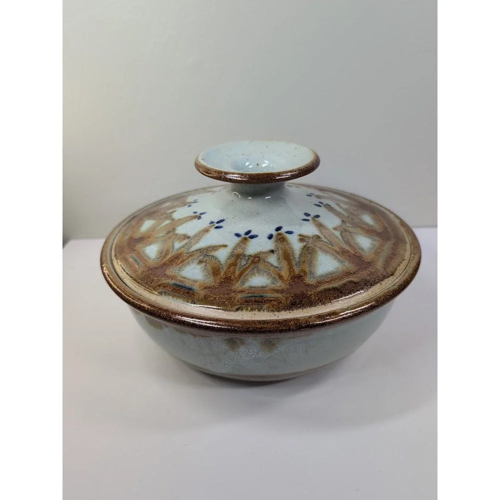 Pottery Stoneware‎ Steamer Pot  Blue And Brown